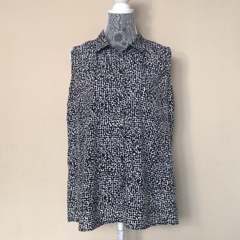 George Black/White Button Down Blouse